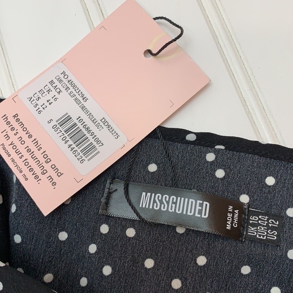 Missguided black polka dot, drape front dress NWT - Picture 5 of 16